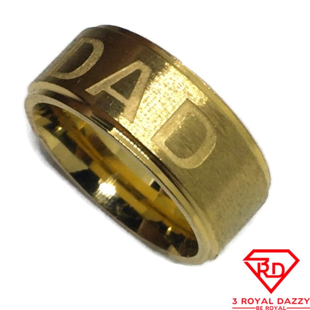 Dad father ring band Gold plated Titanium S5 . 5